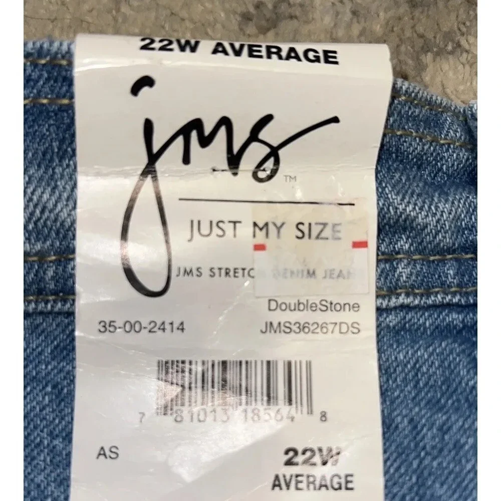 New Just My Size Jeans Womens Plus 22W Short High Rise Straight Stretch Denim